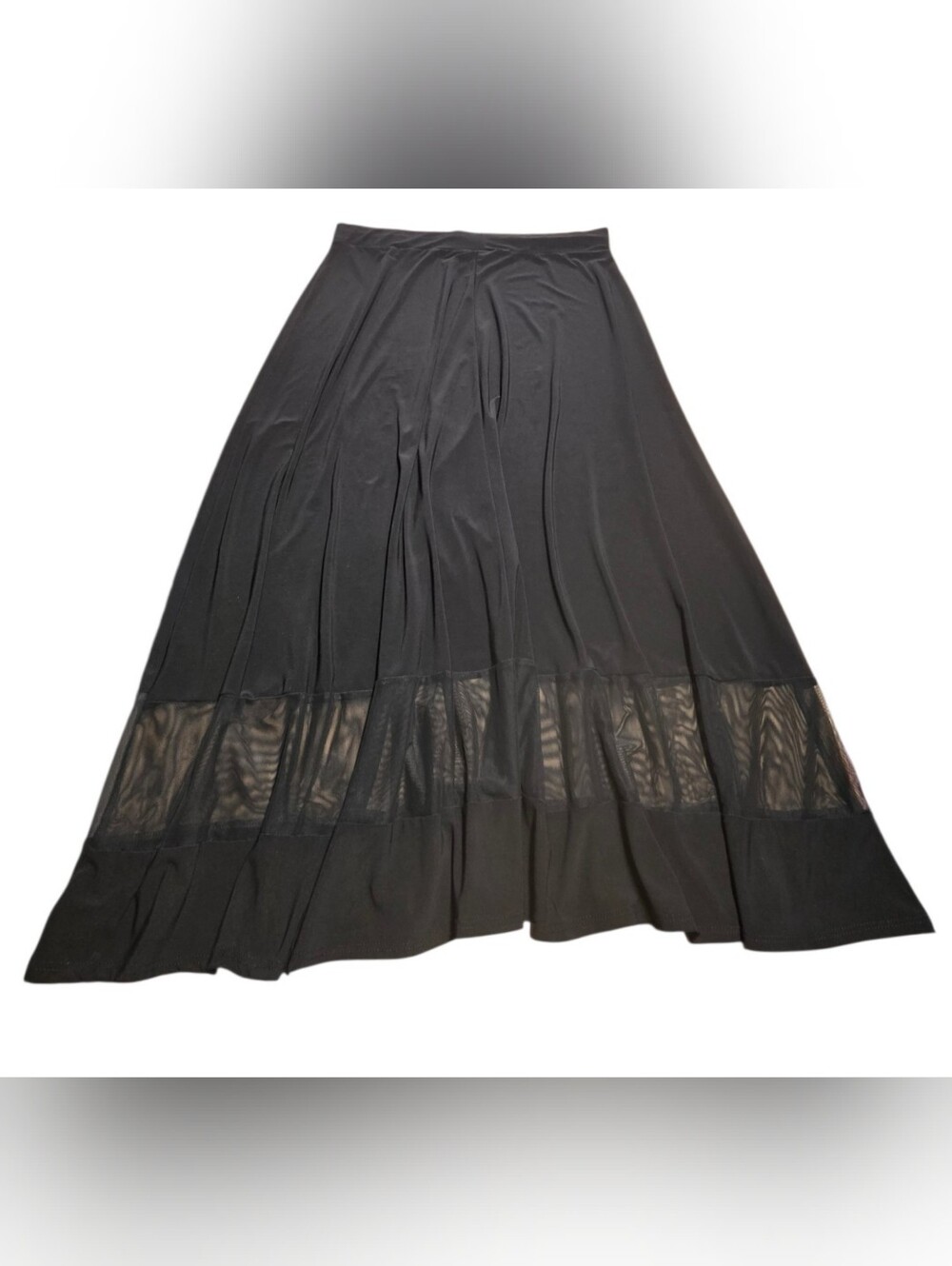 Elegant Skirt 360 Sheer Stripe At Bottom Midi-Maxi Wide Elastic Waistband